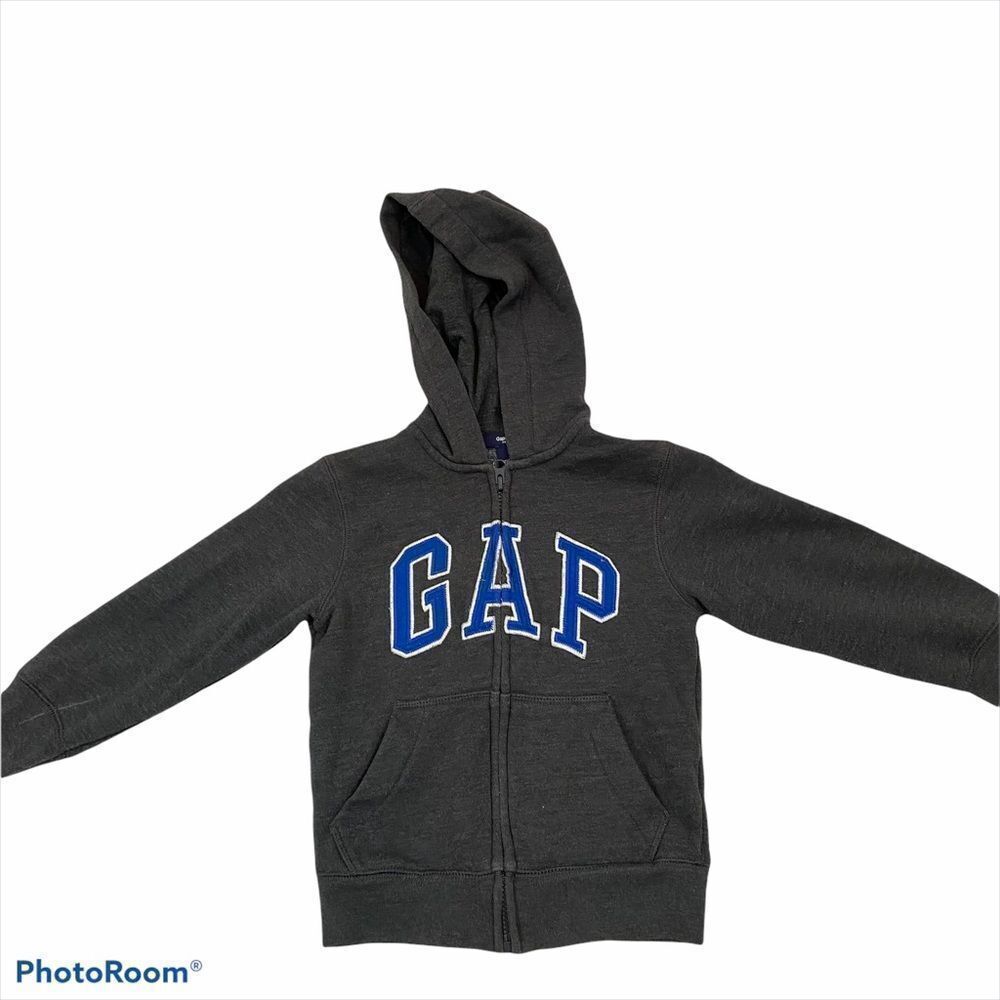 Boys Gap Charcoal Grey Full Zip Logo Hoodie XS